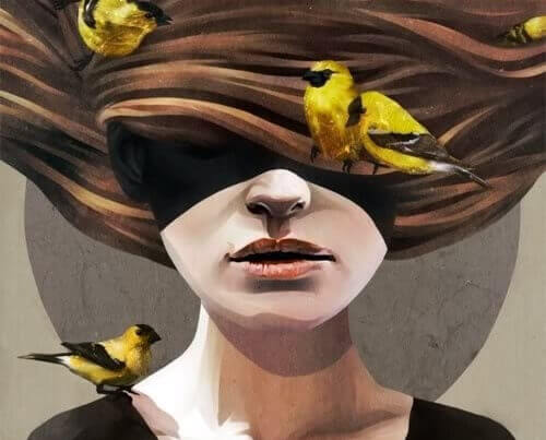 kvinne med fugler