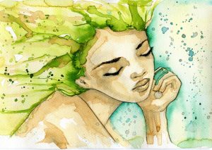 Kvinne med grønt hår