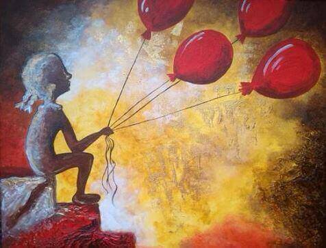 barn med ballonger