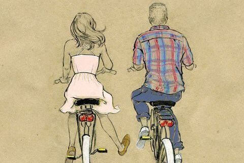mann og kvinne sykler