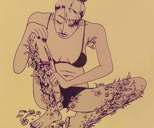Kvinne barberer blomster