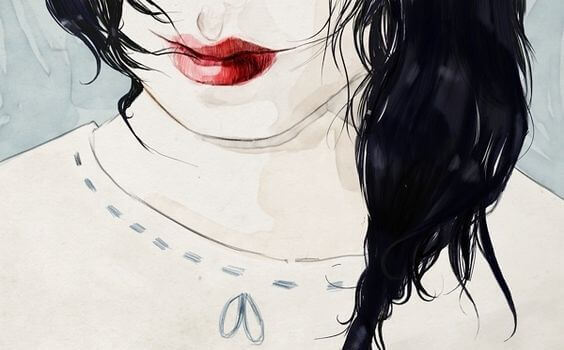 Kvinne med røde lepper