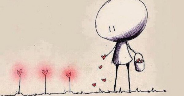 tegnet figur sår hjerteplanter