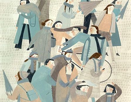 Maleri av menneskemengder