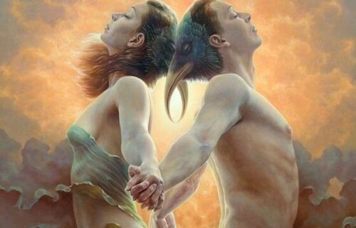 Par holder hender bak seg