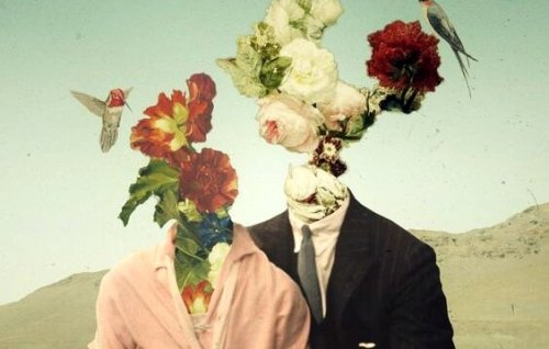 Par med blomsterhoder