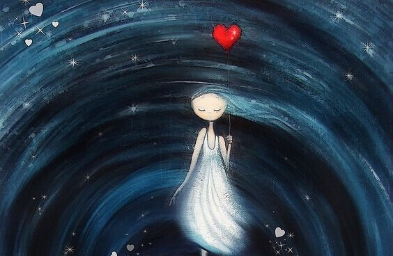 Et bedre liv vil åpne seg for deg: Jente med hjerteballong i virvelvinden av livet