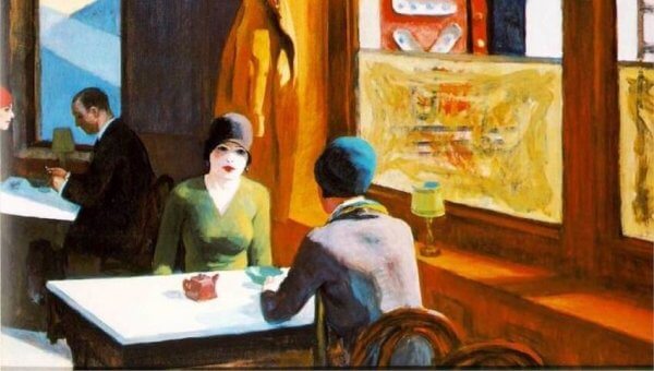 Maleri av Edward Hopper, kvinner på kafé