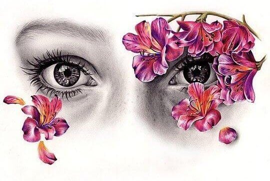 Øyne med blomster