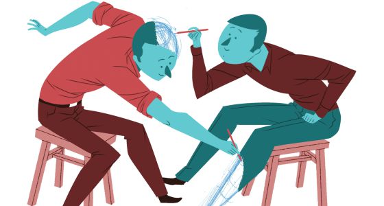 to menn maler hverandre