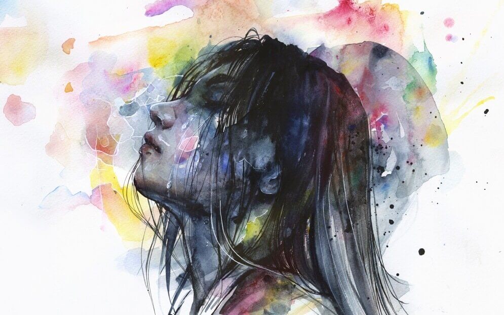 Akvarellmaling av kvinne