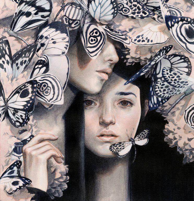 Et par og sommerfugler