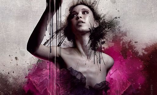 Et maleri av en kvinne i rosa.