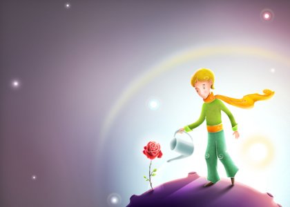 Barn vanner blomst på planet