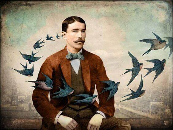 Mann med fugler