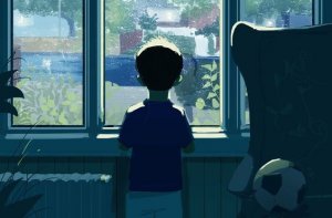 En gutt ved et vindu