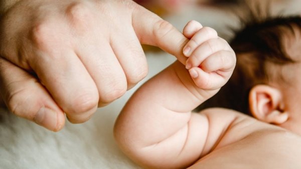 Baby holder voksen hånd
