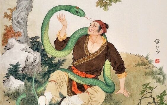 Mann og slange