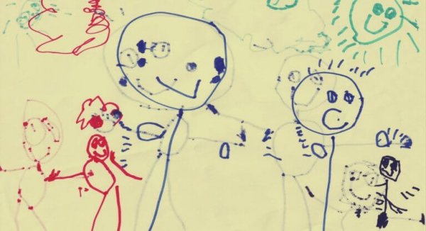 Et barns tegning av familien