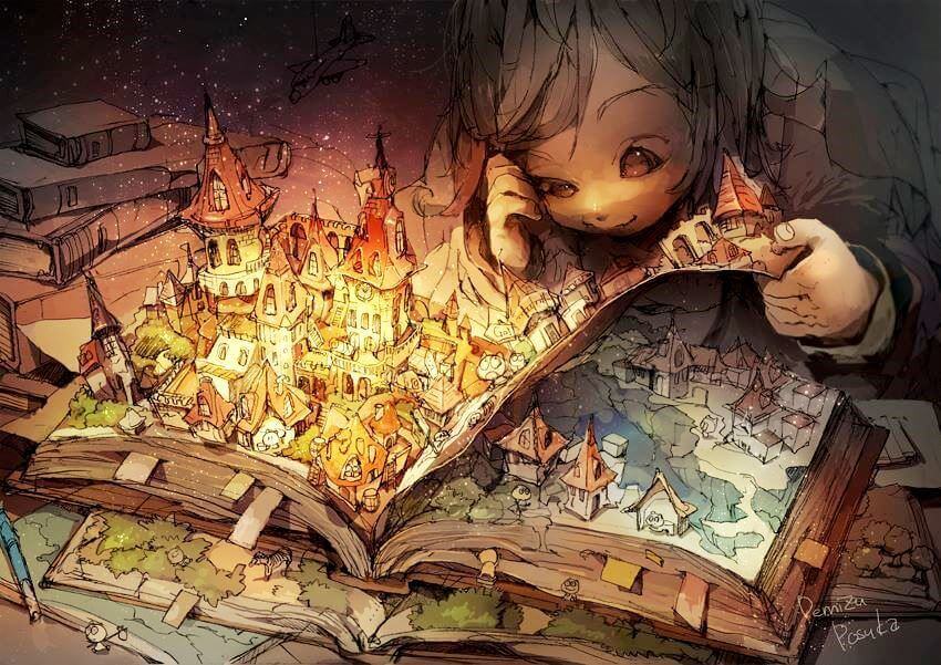 En jente som leser en fortelling