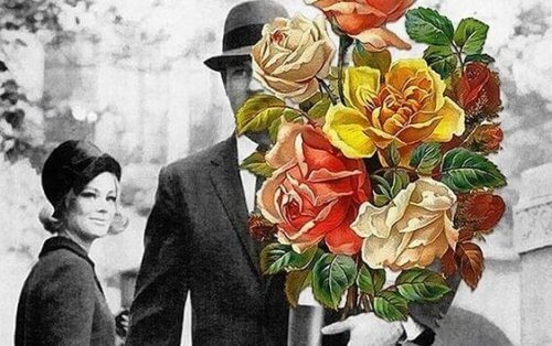 Mann med blomster