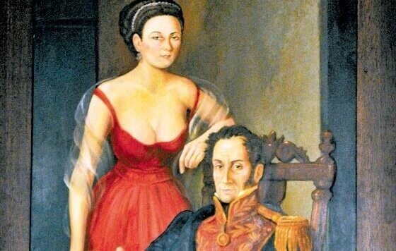 Maleriportrett av Manuelita og Bolivar