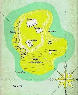 Kart over øya i Morels oppfinnelse