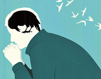 En mann med kråke inne i hodet