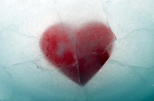Hjerte frosset til is.