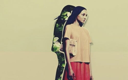 En jente og skyggen hennes.