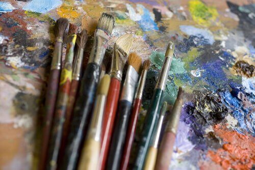 Pensler på palett.