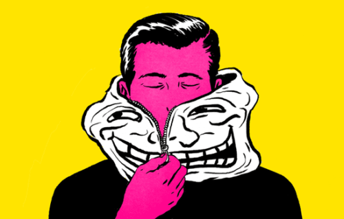 Mann og maske.