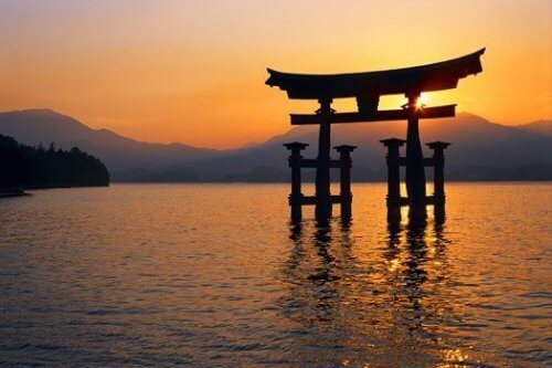 Solnedgang i Japan.