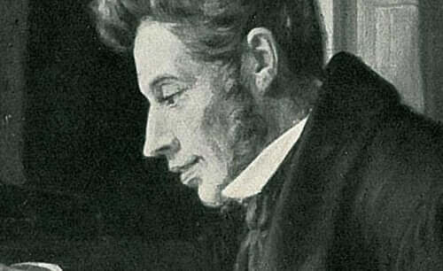 En tenkende Søren Kirkegaard.
