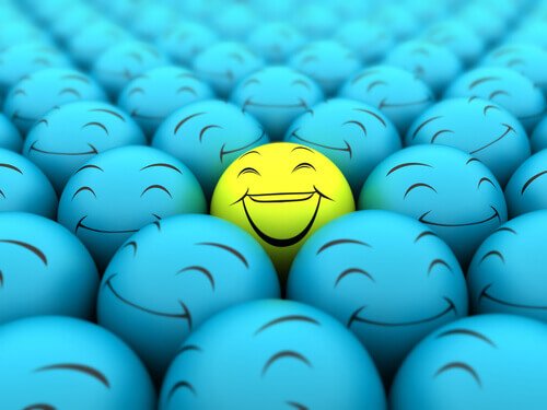 Kuler med glade og triste smilefjes