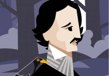 Et tegneseriebilde av Edgar Allan Poe.