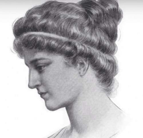 En tegning av Hypatia av Alexandria.