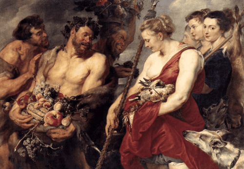 Maleri: Diana returning from the hunt