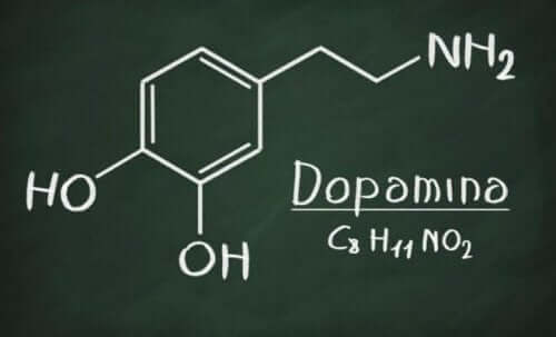 Den kjemiske strukturen til dopamin.