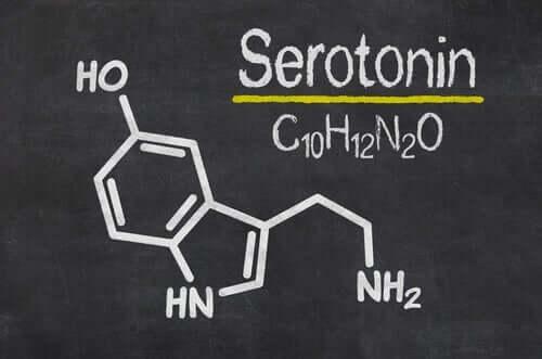 Den kjemiske strukturen til serotonin.