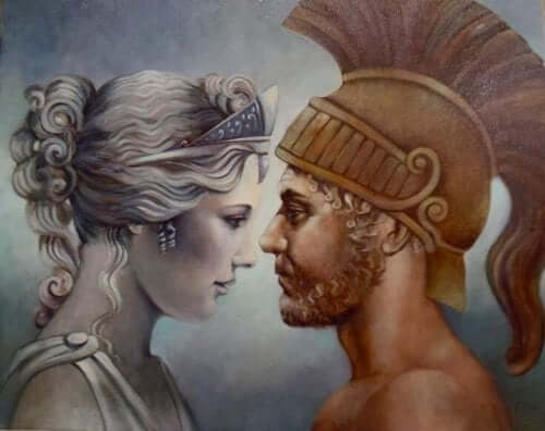 Myten om Afrodite og Ares representert på et bilde.
