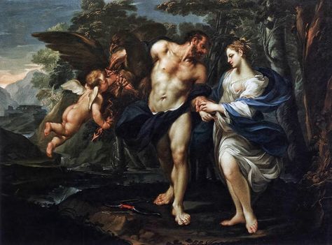 Maleri av Zevs og Demeter, gudinnen over jordbruket.
