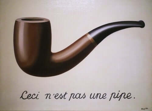 Den semiotiske funksjonen blir representert av dette maleriet av Magritte.