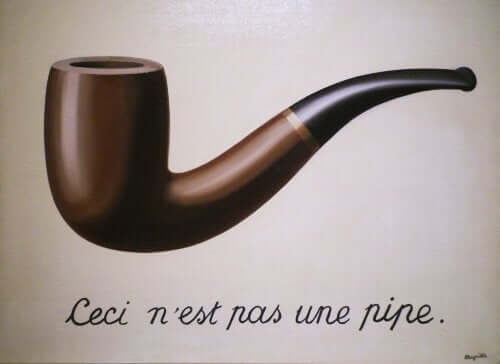 Den semiotiske funksjonen blir representert av dette maleriet av Magritte. 