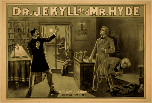 Kampanjeplakat for Strange Case of Dr. Jekyll og Mr. Hyde. En film om den gode og onde dualiteten.