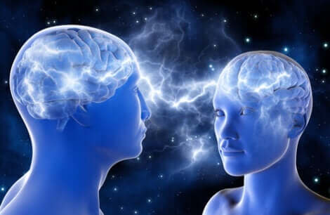 To mennesker koblet til hverandres hjerner som prøver å virkelig forstå hverandre.