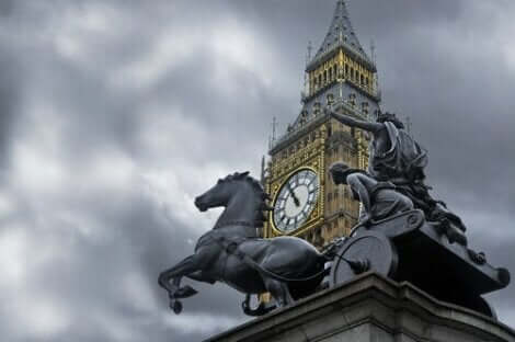 Foto av London og statuen av Boudicca