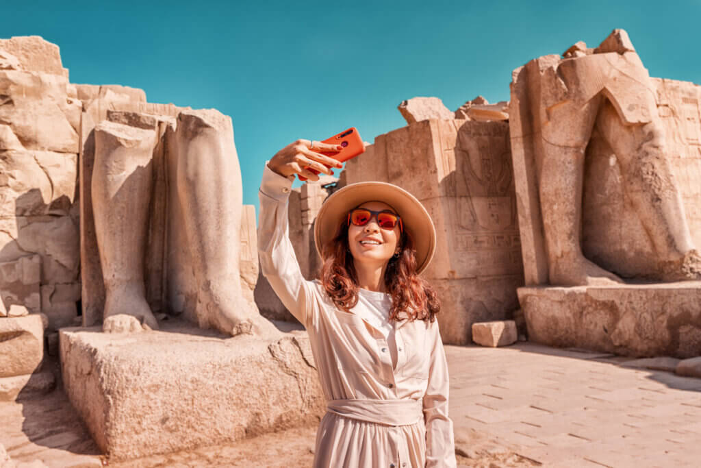 Turist tar selfie